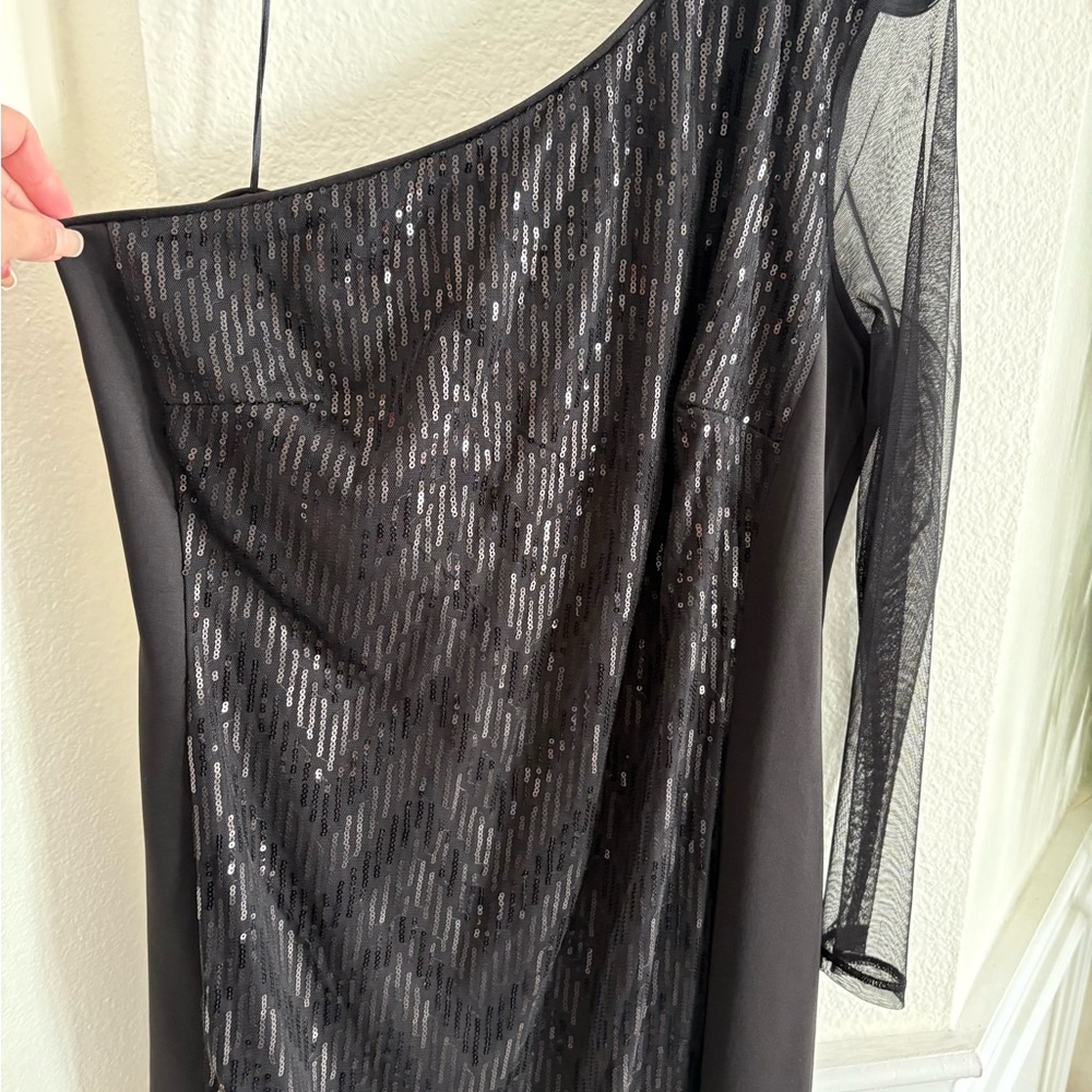 Lane Bryant Black Sequin One-Shoulder Dress - Picture 4 of 10
